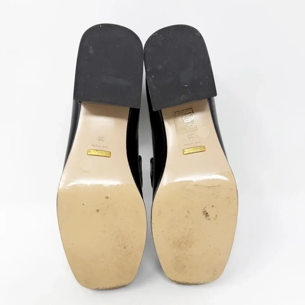Gucci Houdan Horsebit Platform Loafers Black Leather Womens Size EU 36